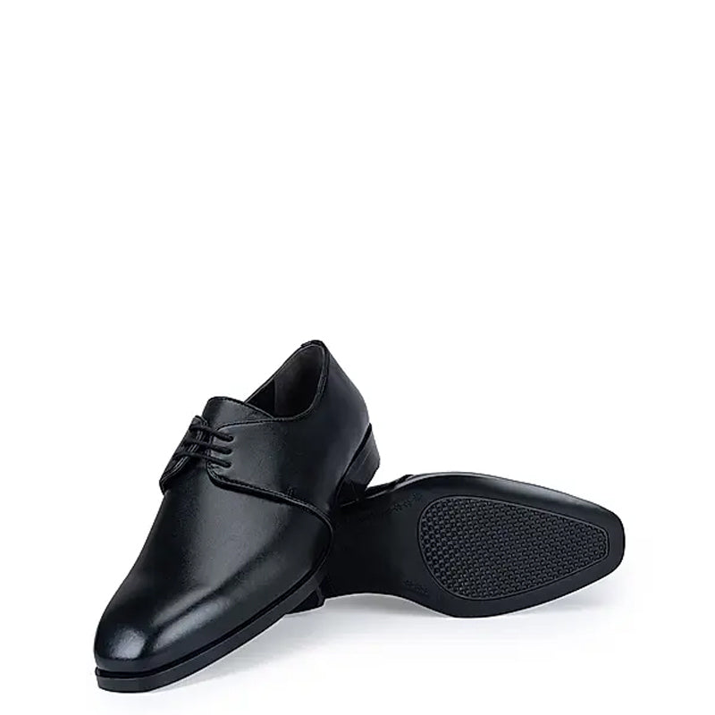 Plain Solid Leather Lace-Up Formal Derby Shoe Burgundy