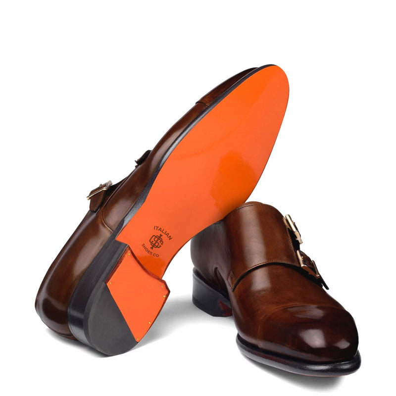 Leather Double Monk Strap Men Shoes