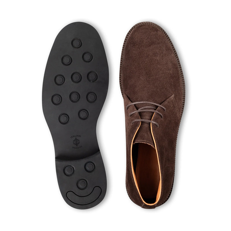 Men Mid Top Solid Suede Leather Chukkas Boot Black
