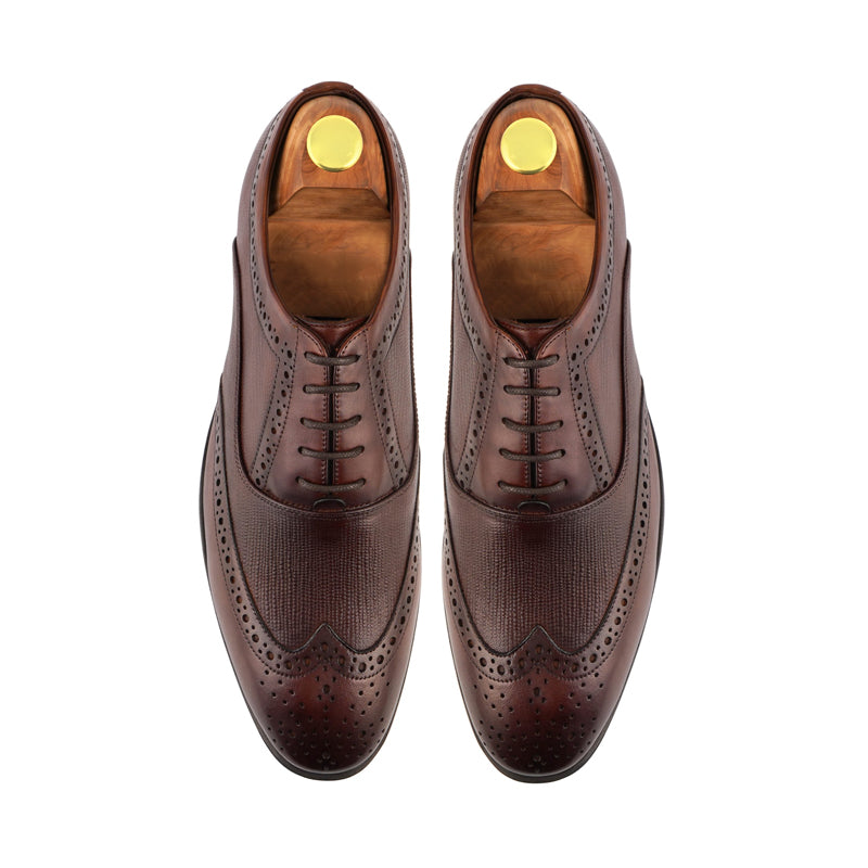 Wingtip Handmade Solid Leather Oxford Shoe Black