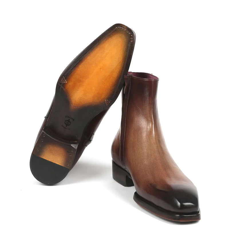 Pure Solid Leather Handmade Side Zipper Boots