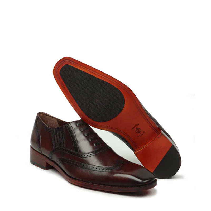 Leather Square Toe Lace-Up Oxford Brown Shoe