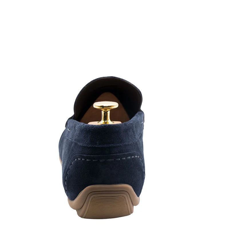 Gregores Navy Suede Penny Moccasins