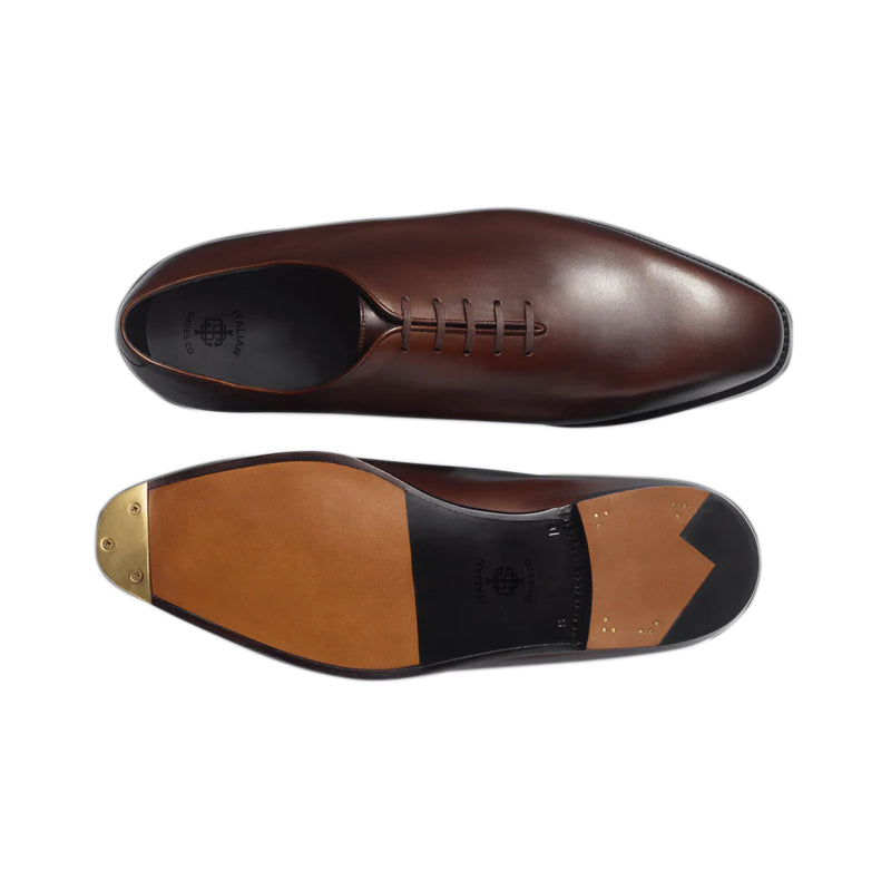 Plain Polished Leather Wholecut Oxford Shoes