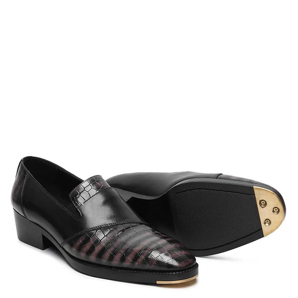 Patina Croco Mirror Glossed Cuban Heel Loafer