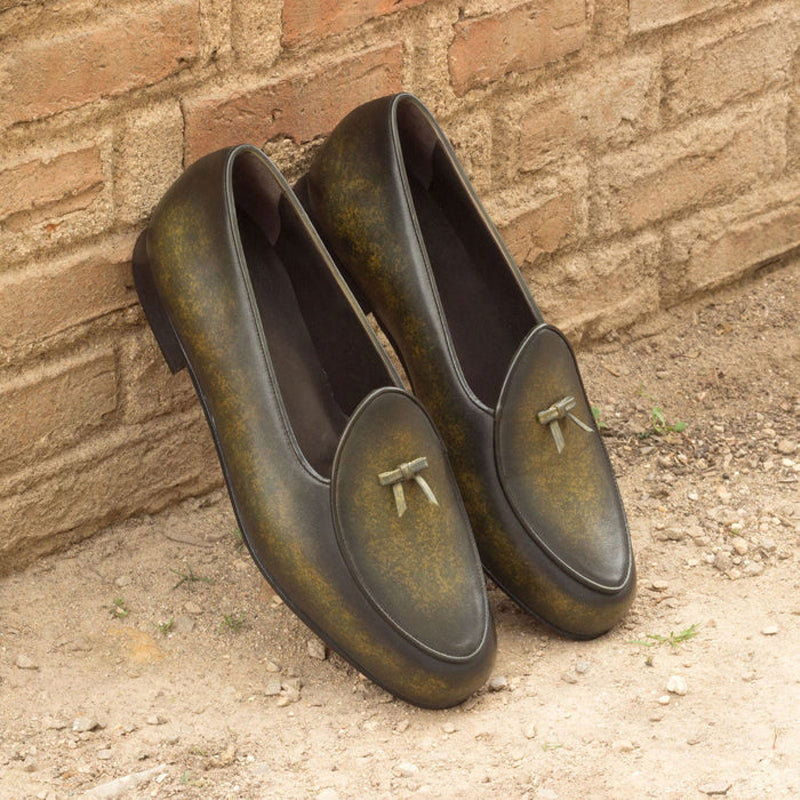 Classic Royale Olive Green Patina Leather Tassel Loafer