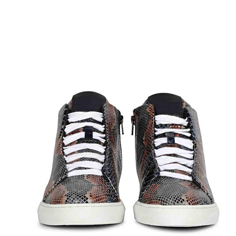 Snake Embossed Leather Sneakers For Men