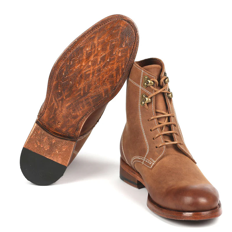 Men Suede Handmade Lace Up Leather Ankle Boots