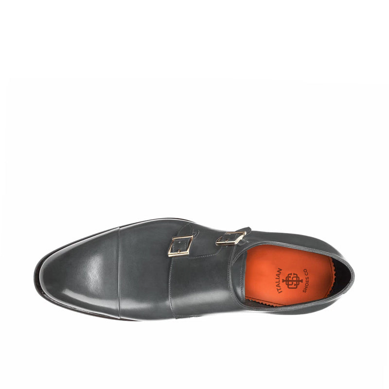 Leather Double Monk Strap Men Shoes