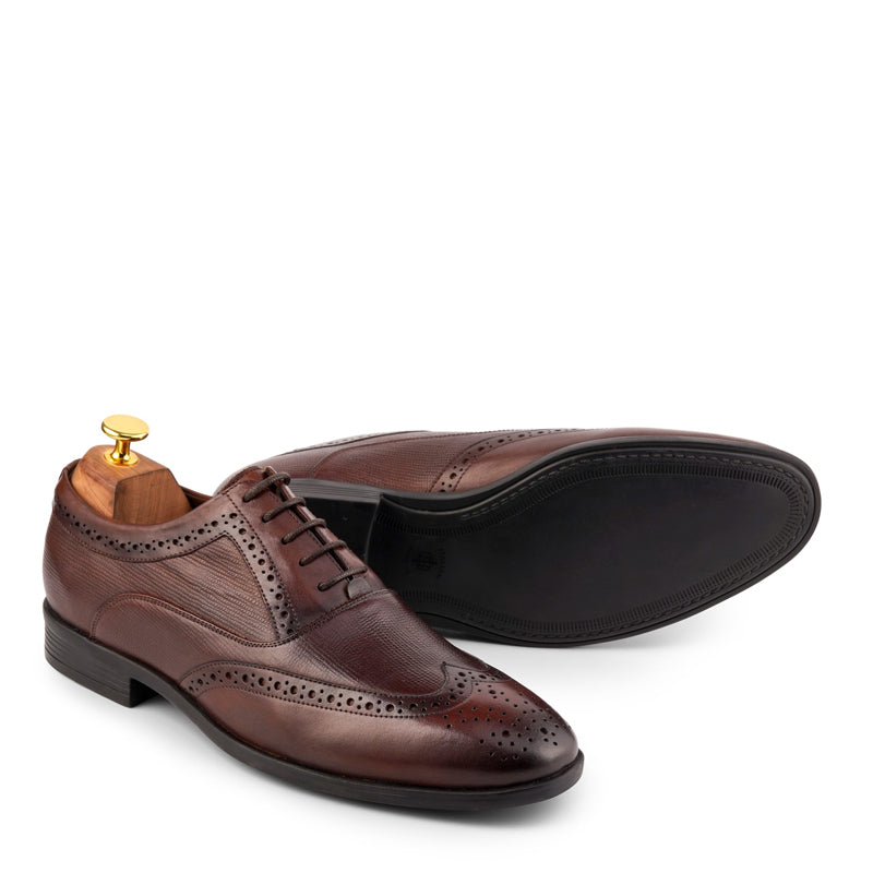 Wingtip Handmade Solid Leather Oxford Shoe Black