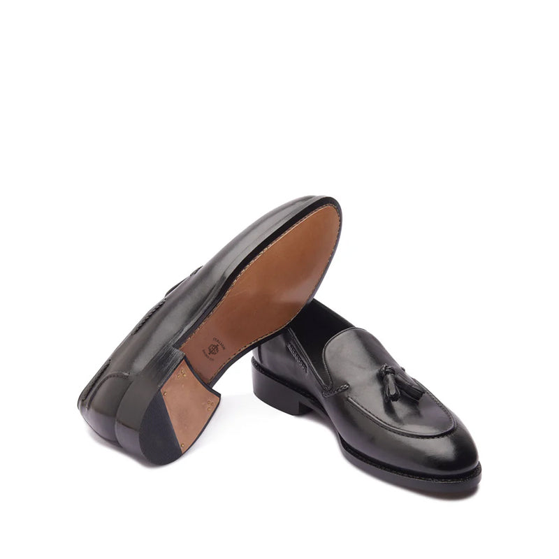 Premium Leather Slip On Tassel Loafer Black