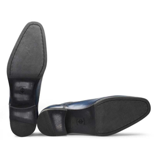 Men Dual Textured Solid Leather Oxford Shoe