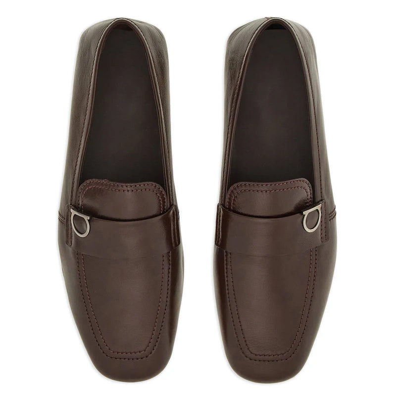 Olive Plaque Leather Loafers