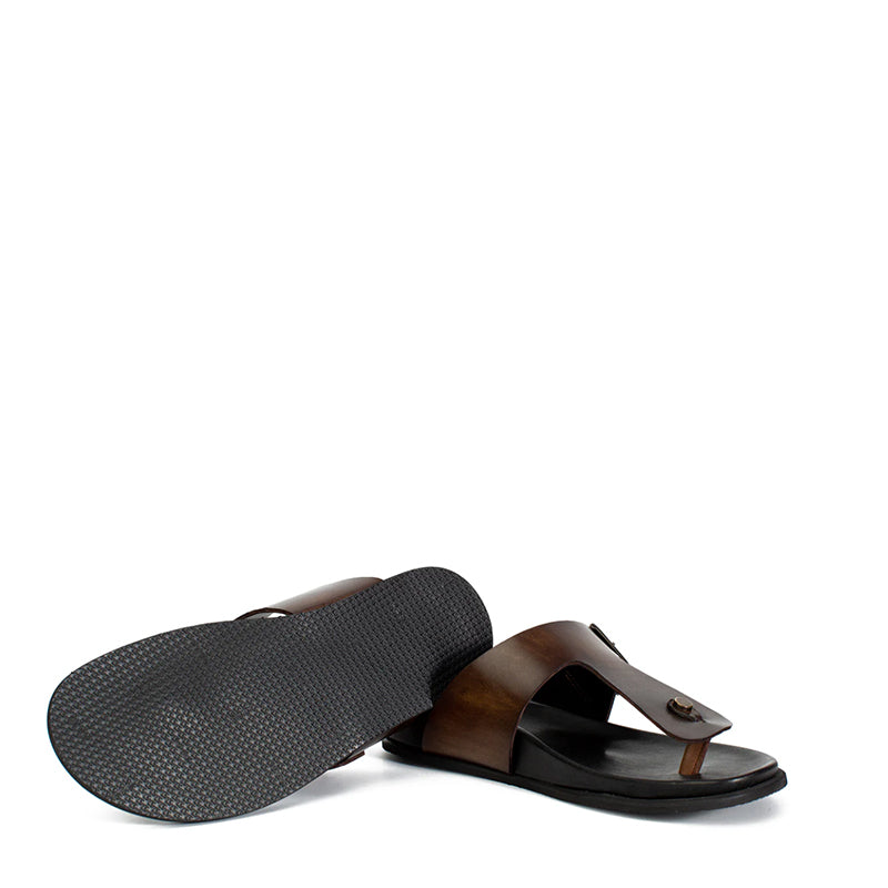 Men Slip-On Leather Buckle Sandals