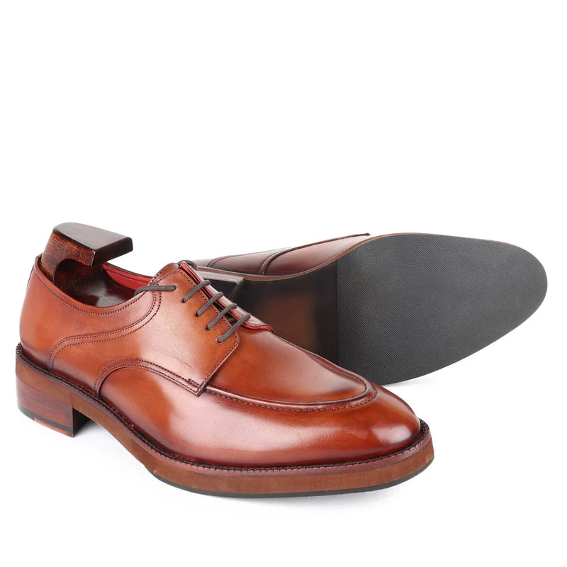 Men Handpainted Solid Leather Derby Shoes