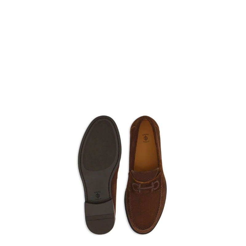 Brown Fort Ricamo Suede Loafers for Men