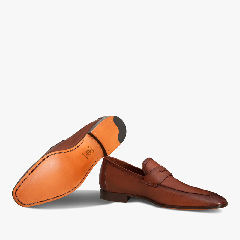 Men Handmade Plain Leather Blue Loafer