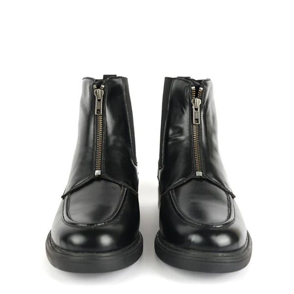 Polished Leather Front Zip Up Boot For Men