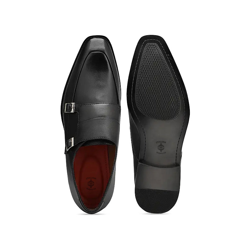 Leather Antique Formal Double Monk Strap Shoe Tan
