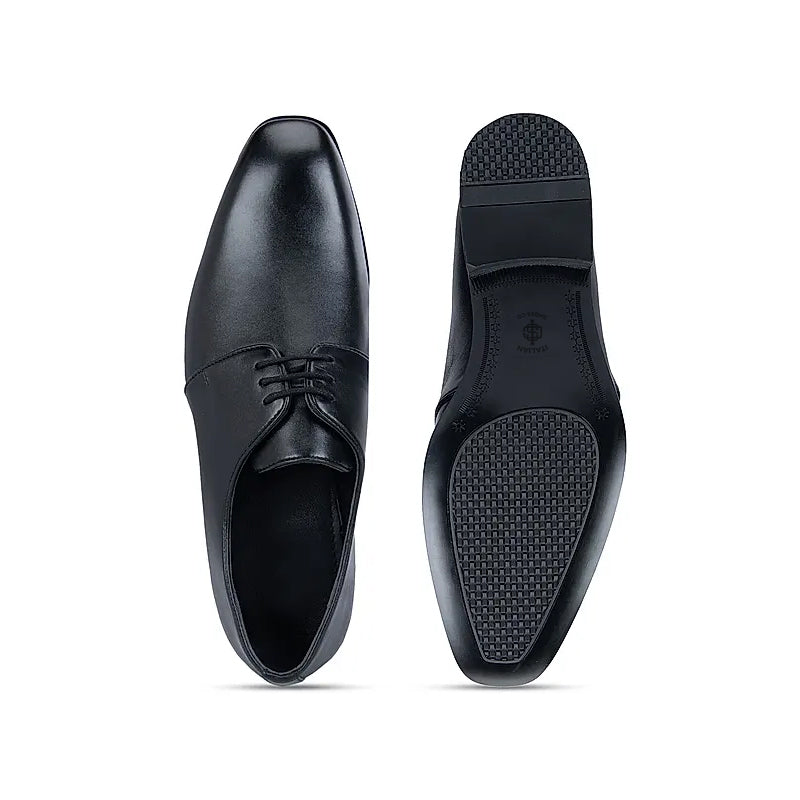 Plain Solid Leather Lace-Up Formal Derby Shoe Burgundy
