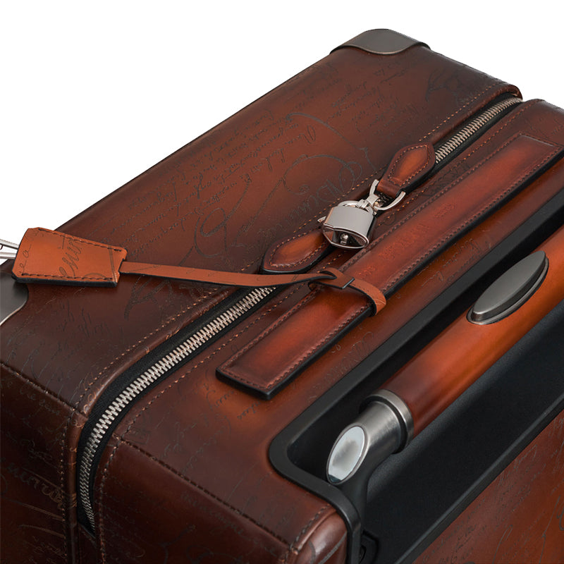 Luxury Eel Leather Brown Trolley Case