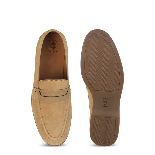 Men Suede Casual Leather Penny Tan Loafer