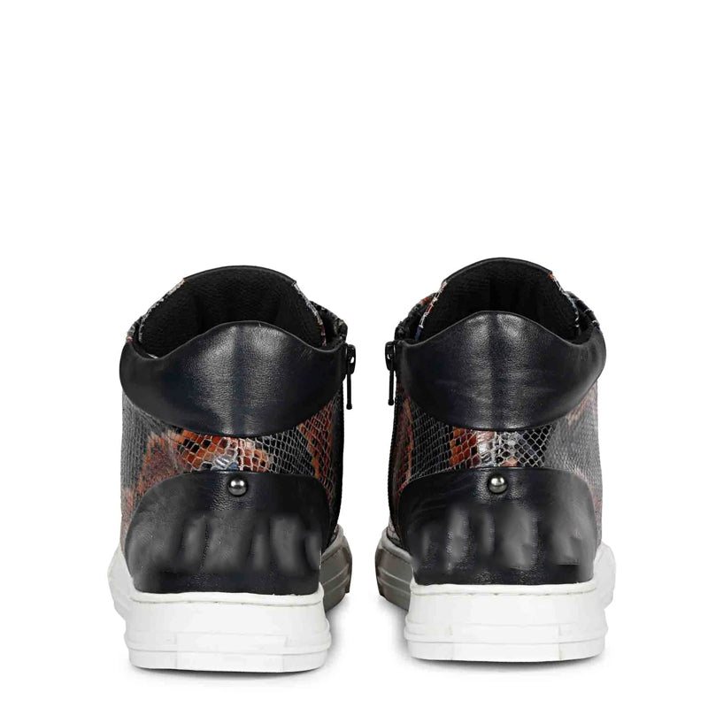 Snake Embossed Leather Sneakers For Men