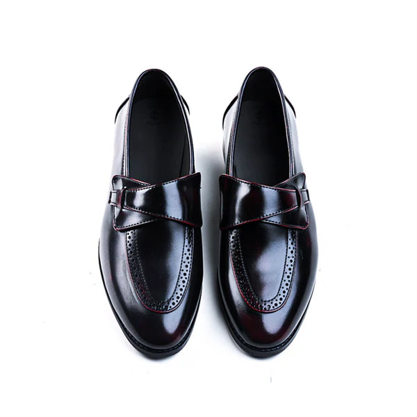 Men Classic Patent Shiny Leather Burgundy Loafer