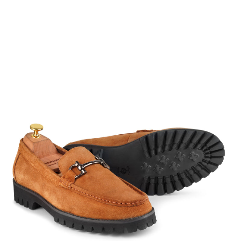 Suede Leather With Horse bit Buckled Black Loafer