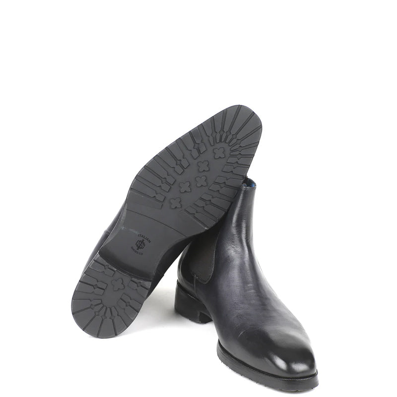 HandPainted Solid Leather Chelsea Boot Black and Grey