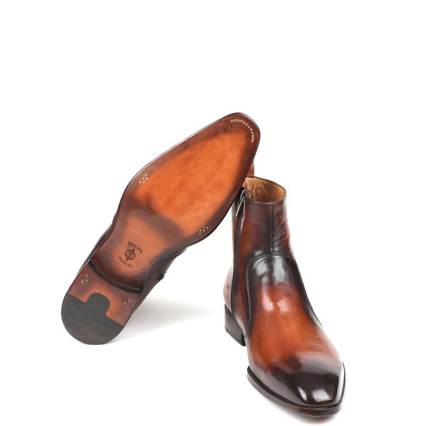 Handmade Leather Side Zipper Boots For Men