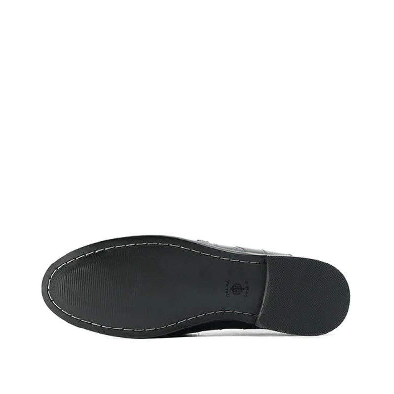 Croco Print Leather Stylish Grey Loafer With Side Hook