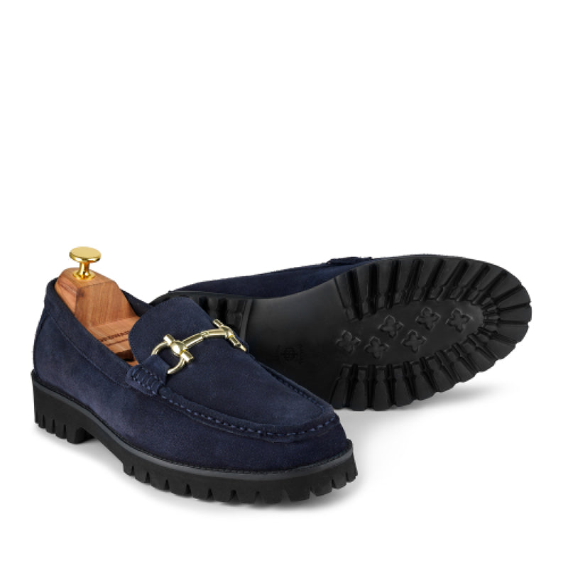 Suede Leather With Horse bit Buckled Black Loafer