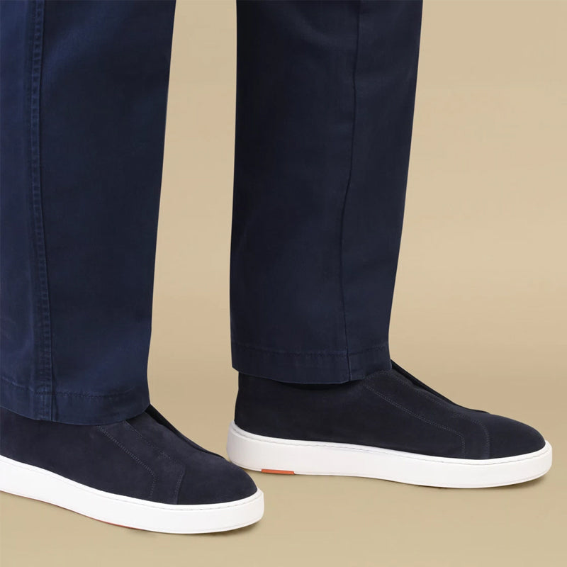 Men Suede Triple Stitch Slip-On Sneakers
