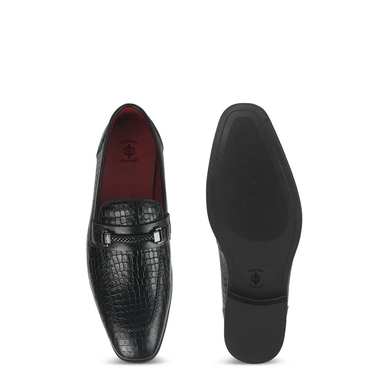 Men Crocodile Pattern Leather Stylish Loafer Brown