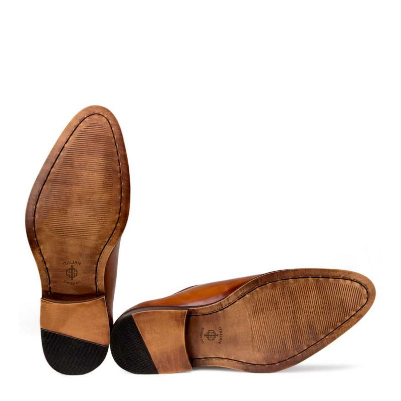 Side Lace-Up Wholecut Leather Oxford Shoes