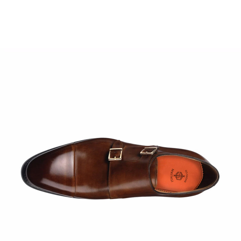 Leather Double Monk Strap Men Shoes