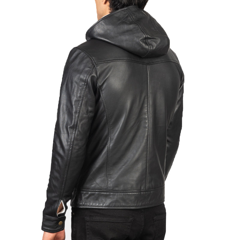 Canna Hooded Leather Bomber Jacket