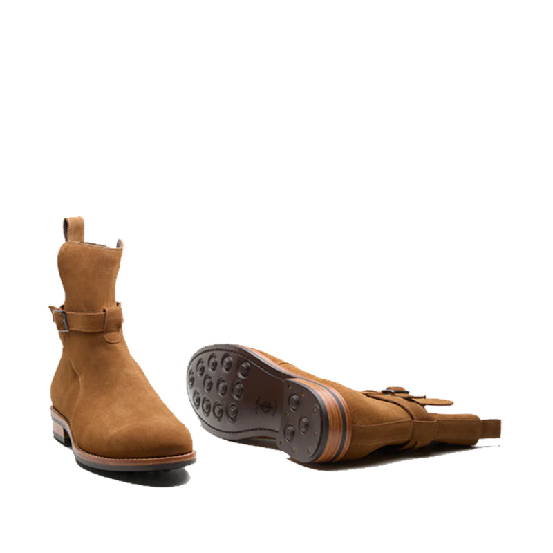 Men Suede Leather Jodhpur Tan Boot With Side Buckle