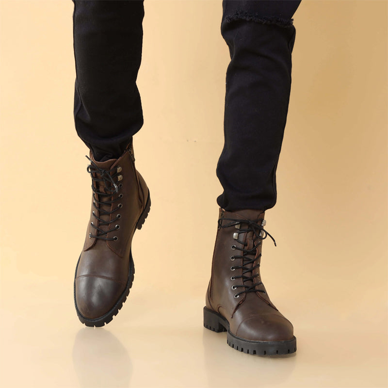 Custom Handmade Leather High Ankle Boot For Men