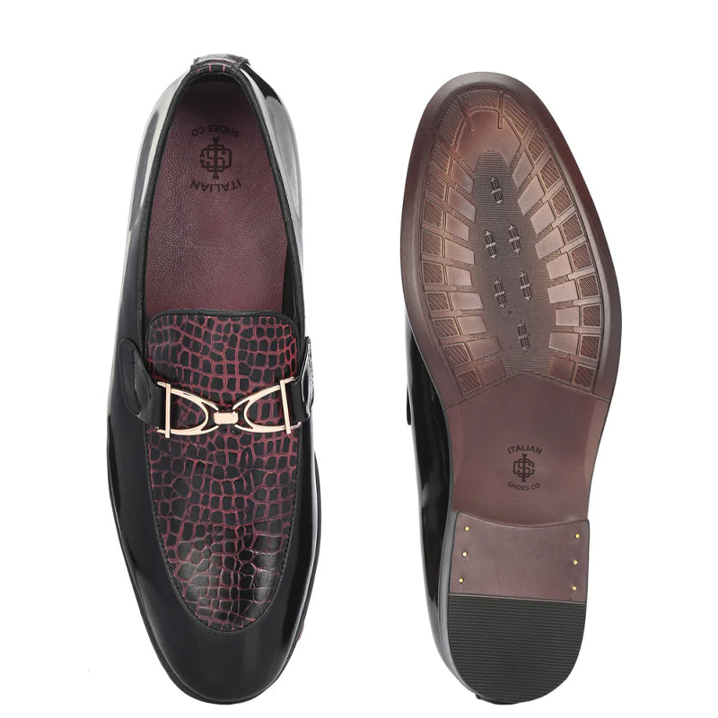 Patent Leather Buckled Loafers For Men