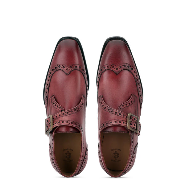 Leather Single Monk Strap Tan Shoe For Men