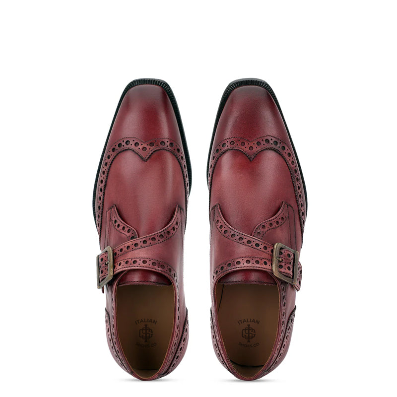 Leather Single Monk Strap Shoes For Men