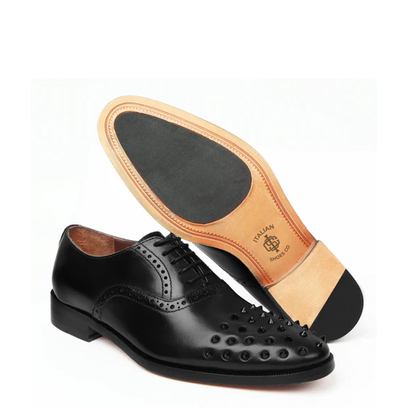 Men Leather Oxford Shoes with Studded Toe