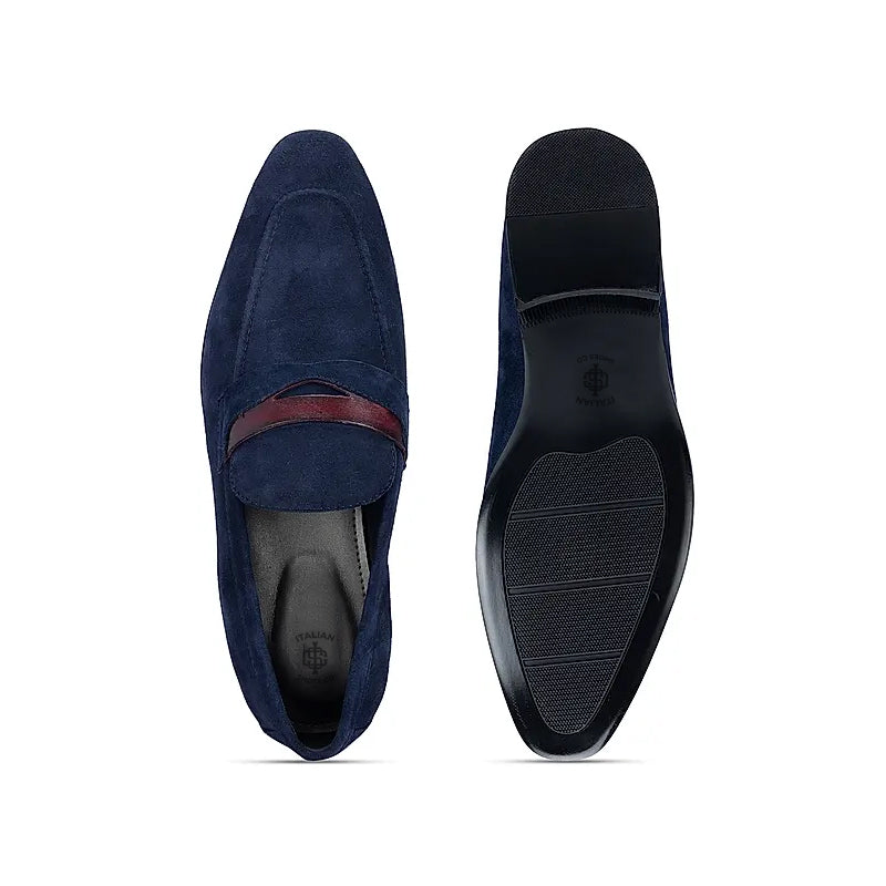 Classic Suede Penny Leather Formal Burgundy Loafer