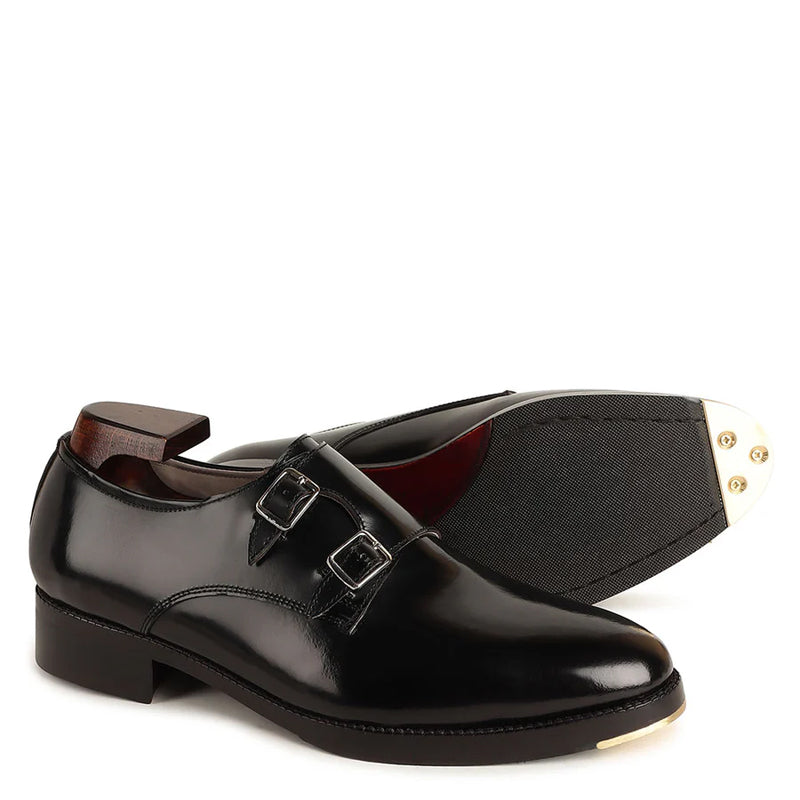 Classic Leather Formal Double Monk Straps Shoes