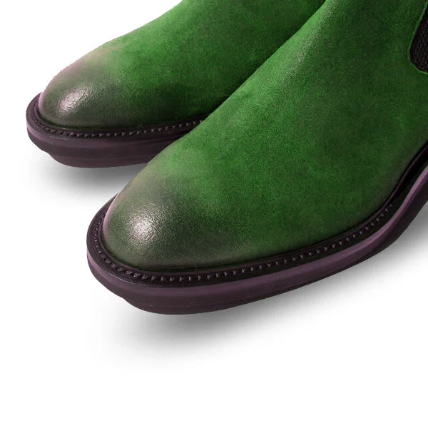 Classic Chelsea Olive Coloured Suede Leather Boots