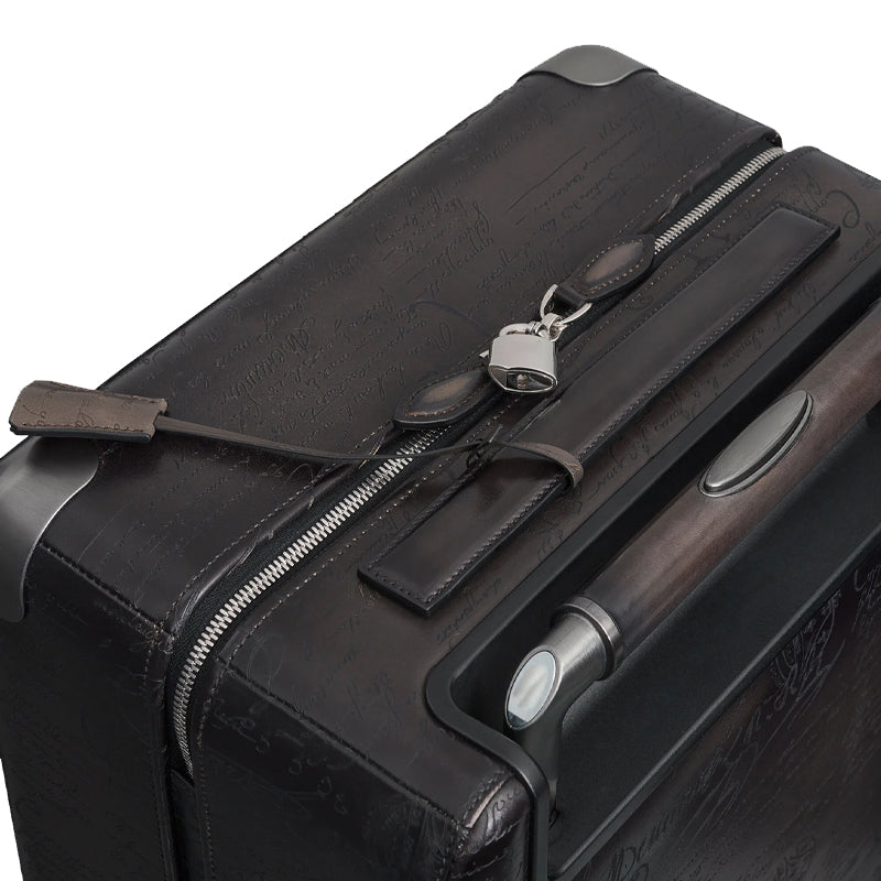 Luxury Eel Leather Brown Trolley Case