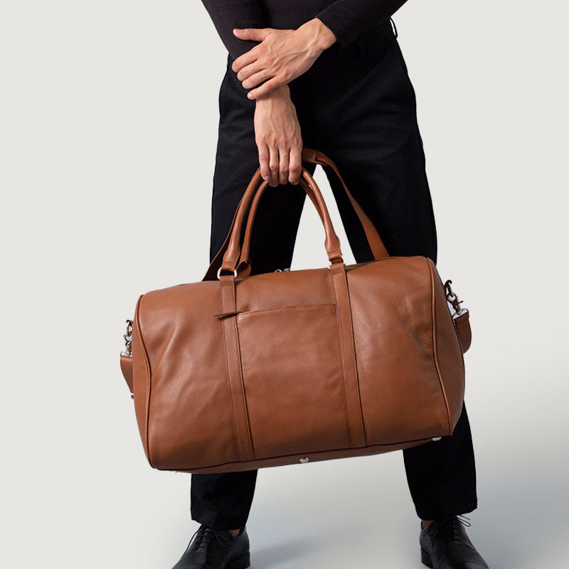 Darrio Black Leather Duffle Bag