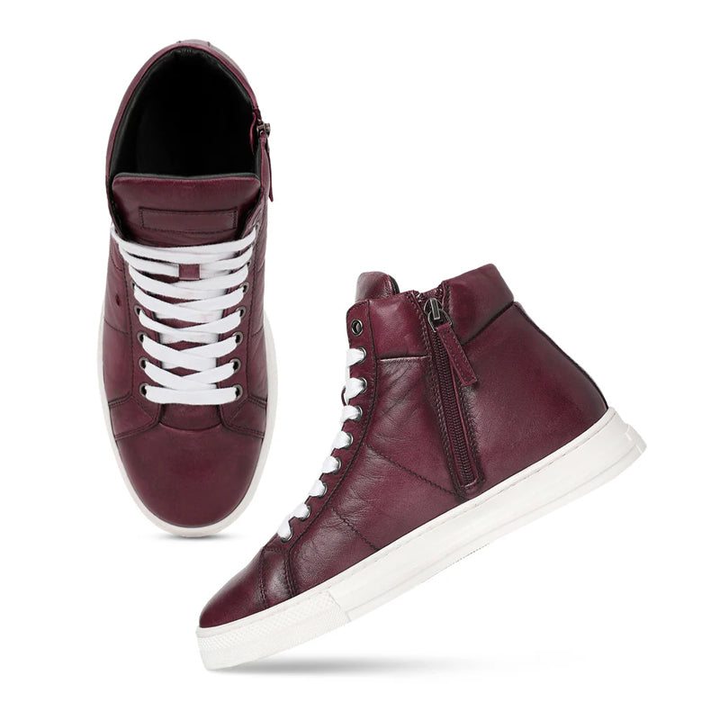 Lace Up Leather Handcrafted Burgundy Sneaker